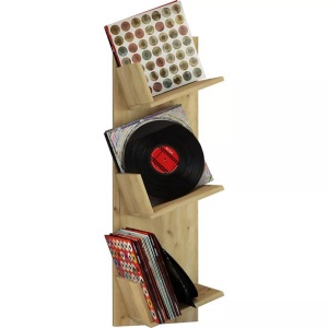 MID.YOU, MID.YOU Cd-regal , Sulda , Eichefarben, Honig , Holzwerkstoff , 33x106.5x25.6 cm , melaminharzbeschichtet,Nachbildung , 000657010305, VCM - Holz Wandregal | Wandboard mit drei großen Fächer Platz für 100 Schallplatten kann auch Bücher verwendet werden Maße: H. 106 x B. 33 T. 26, One Size, Bronze