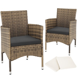 TecTake, 2 Rattanstühle + 4 Sitzbezüge 2 Rattanstühle + 4 Sitzbezüge, 