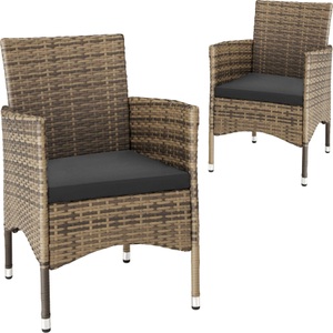 TecTake, 2 Rattanstühle + 4 Sitzbezüge 2 Rattanstühle + 4 Sitzbezüge, 