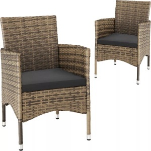 TecTake, 2 Rattanstühle + 4 Sitzbezüge 2 Rattanstühle + 4 Sitzbezüge, 