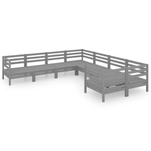 vidaXL, vidaXL 8-tlg. Garten-Lounge-Set Massivholz Kiefer Grau, vidaXL 8-tlg. Garten-Lounge-Set Massivholz Kiefer Grau