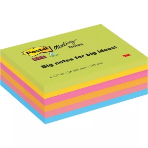 POST-IT, POST-IT Super Sticky Meeting 203x152mm 8645-6SS-EU 6x45 Blatt, 3M Post-it Super Sticky Meeting, 203mm x 153mm, 8645-6SS-EU, (6 x 45 Blatt)