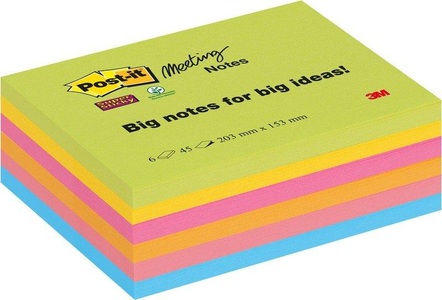POST-IT, POST-IT Super Sticky Meeting 203x152mm 8645-6SS-EU 6x45 Blatt, 3M Post-it Super Sticky Meeting, 203mm x 153mm, 8645-6SS-EU, (6 x 45 Blatt)