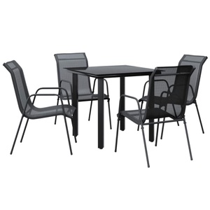 vidaXL, vidaXL 5-tlg. Garten-Essgruppe Schwarz Stahl und Textilene