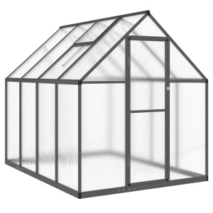 vidaXL, vidaXL Gewächshaus mit Fundamentrahmen Anthrazit 224x169x195 cm Alu, vidaXL Gewächshaus mit Fundamentrahmen Anthrazit 224x169x195 cm Alu