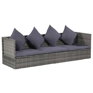 vidaXL, vidaXL Gartenbett Grau 200×60 cm Poly Rattan