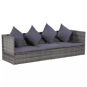 vidaXL, vidaXL Gartenbett Grau 200×60 cm Poly Rattan