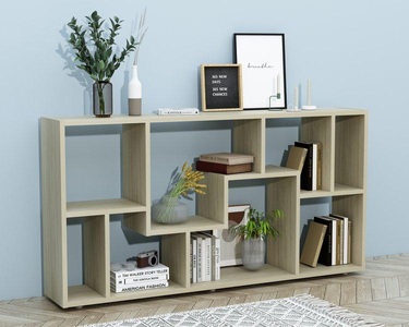 VCM, Holz Standregal Bücherregal Medienregal Aufbewahrung Raumteiler Deko Regal Lanisa L Holz Standregal Bücherregal Medienregal Aufbewahrung Raumteiler Deko Regal Lanisa L, VCM - Holz Standregal Bücherregal Medienregal Aufbewahrung Raumteiler Deko Regal Lanisa L, 116CM, Honig-Eiche