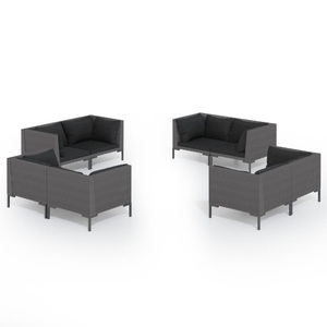 vidaXL, vidaXL 8-tlg. Garten-Lounge-Set mit Kissen Poly Rattan Dunkelgrau