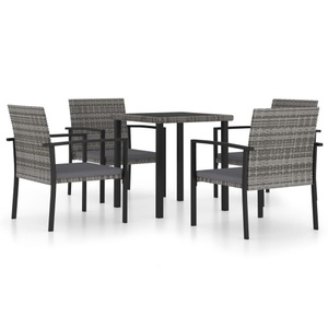 vidaXL, vidaXL 5-tlg. Garten-Essgruppe Poly Rattan Grau, vidaXL 5-tlg. Garten-Essgruppe Poly Rattan Grau