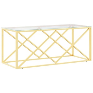 vidaXL, vidaXL Couchtisch 110x45x45 cm Edelstahl und Glas