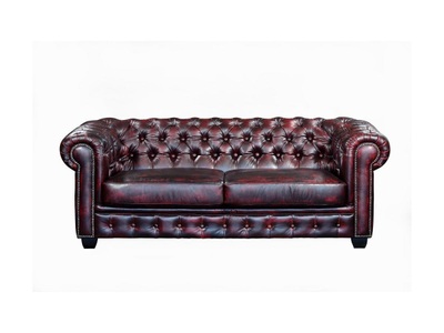 LINEA SOFA, Chesterfield Ledersofa 3Sitzer Büffelleder braun BRENTON Chesterfield Ledersofa 3Sitzer Büffelleder braun BRENTON, LINEA SOFA - Chesterfield Ledersofa 3Sitzer Büffelleder braun BRENTON, One Size, Bordeaux