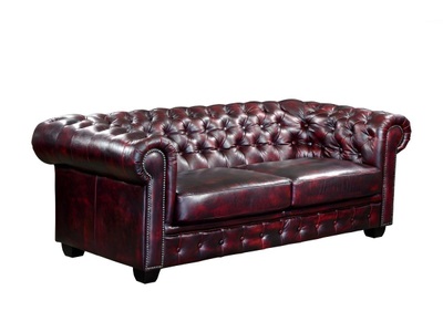 LINEA SOFA, Chesterfield Ledersofa 3Sitzer Büffelleder braun BRENTON Chesterfield Ledersofa 3Sitzer Büffelleder braun BRENTON, LINEA SOFA - Chesterfield Ledersofa 3Sitzer Büffelleder braun BRENTON, One Size, Bordeaux