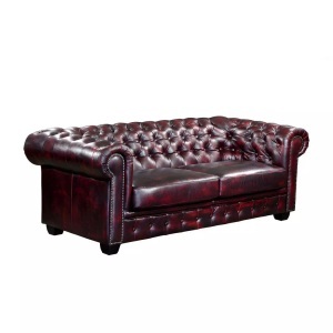 LINEA SOFA, Chesterfield Ledersofa 3Sitzer Büffelleder braun BRENTON Chesterfield Ledersofa 3Sitzer Büffelleder braun BRENTON, LINEA SOFA - Chesterfield Ledersofa 3Sitzer Büffelleder braun BRENTON, One Size, Bordeaux