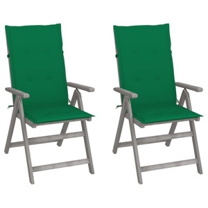 vidaXL, vidaXL Verstellbare Gartenstühle 2 Stk. mit Auflagen Massivholz Akazie, vidaXL Garten-Liegestühle 2 Stk. mit Kissen Akazie Massivholz