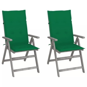 vidaXL, vidaXL Verstellbare Gartenstühle 2 Stk. mit Auflagen Massivholz Akazie, vidaXL Garten-Liegestühle 2 Stk. mit Kissen Akazie Massivholz