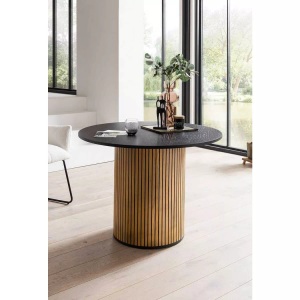 mutoni casual, Esstisch Skrostox natur schwarz 100, SalesFever Esstisch, mit geriffeltem Sockel aus Eichenfurnier