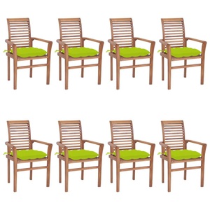 vidaXL, vidaXL Essstühle 8 Stk. mit Hellgrünen Kissen Massivholz Teak, 