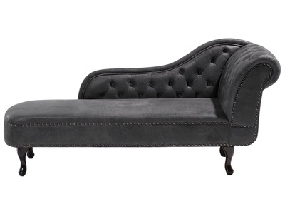 Beliani, Beliani Chaiselongue Kunstwildleder dunkelgrau rechtsseitig NIMES, Beliani - Rechtsseitige Chaiselounge aus Kunstwildleder Glamourös NIMES, One Size, Spacegrau