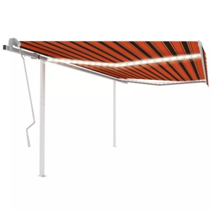 vidaXL, vidaXL Gelenkarmmarkise Einziehbar mit LED 4x3,5 m Orange und Braun, vidaXL Markise Manuell Einziehbar mit LED 4x3,5 m Orange & Braun