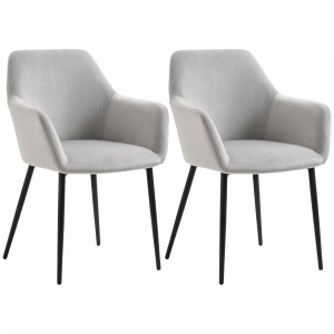 Northio, Northio - Esszimmerstühle 2er Set Küchenstuhl mit Rückenlehne, Samtoptik, Polsterstuhl Stahlbeine für Wohnzimmer, Hellgrau 54 x 57 80 cm, One Size, Northio - Esszimmerstühle 2er Set Küchenstuhl mit Rückenlehne, Samtoptik, Polsterstuhl Stahlbeine für Wohnzimmer, Hellgrau 54 x 57 80 cm, One Size