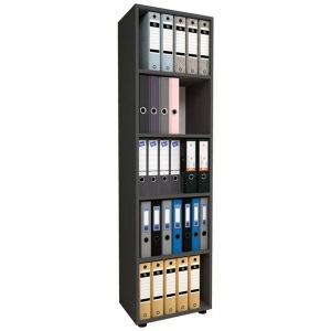 VCM, Holz Büro Stand Regal Bücher Ordner Aktenregal Ordnerregal Bücherregal Ulas 5f Holz Büro Stand Regal Bücher Ordner Aktenregal Ordnerregal Bücherregal Ulas 5f, Aktenregal Ulas, 5 Ordnerhöhen, 4 Fachböden, für ca. 30 Ordner, B 490 x T 320 x H 1780 mm, Holz, anthrazit