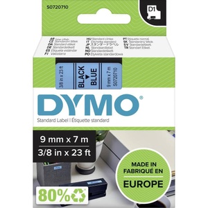 Dymo, Schriftband DYMO D1 40916 Bandfarbe: Blau Schriftfarbe:Schwarz 9 mm 7 m, Dymo Schriftband D1, schwarz/blau, 9mm, 7m, S0720710