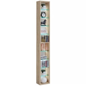 VCM, Holz Wandregal Hängeregal Regal Bücherregal Wandboard Deko Glas Rasato XL Holz Wandregal Hängeregal Regal Bücherregal Wandboard Deko Glas Rasato XL, VCM - Holzregal hängend | platzsparendes Regal Maße: H. 152 x B. 21 T. 14 cm Elegantes Aufbewahrungsregal Bücherregal Wandregal -, One Size, Sonoma-Eiche