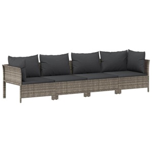 vidaXL, vidaXL 4-tlg. Garten-Lounge-Set mit Kissen Grau Poly Rattan, 