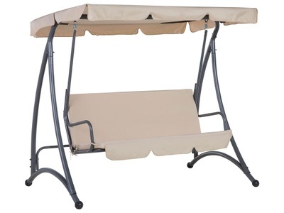 Beliani, Hollywoodschaukel Sonnendach beige TEMPL, Beliani - Hollywoodschaukel aus Polyester Klassisch TEMPLE, One Size, Sand