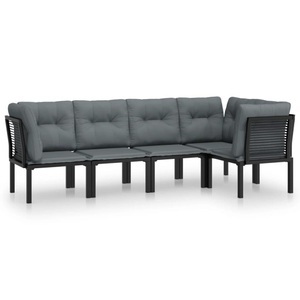 vidaXL, vidaXL 5-tlg. Garten-Lounge-Set Schwarz und Grau Poly Rattan