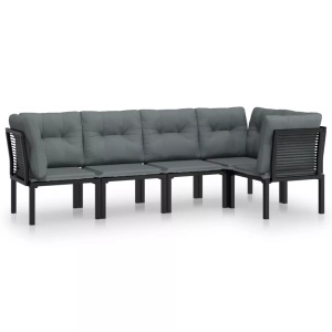 vidaXL, vidaXL 5-tlg. Garten-Lounge-Set Schwarz und Grau Poly Rattan