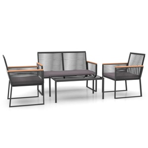 vidaXL, vidaXL 4-tlg. Garten-Lounge-Set mit Kissen Schwarz Stahl, 