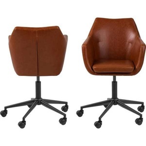 Actona, Actona - Bürostuhl Nora - Braun, AC Design Schreibtischstuhl »Nora mit Polsterrücken und Armlehnen«, Kunstleder