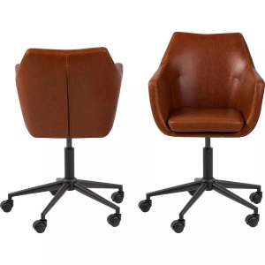 Actona, Actona - Bürostuhl Nora - Braun, AC Design Schreibtischstuhl »Nora mit Polsterrücken und Armlehnen«, Kunstleder