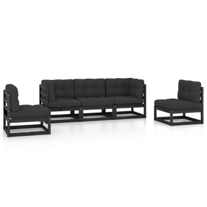 vidaXL, vidaXL 5-tlg. Garten-Lounge-Set mit Kissen Massivholz Kiefer, vidaXL 5-tlg. Garten-Lounge-Set mit Kissen Massivholz Kiefer