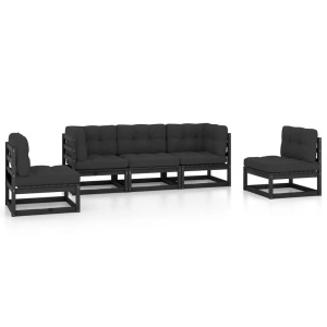 vidaXL, vidaXL 5-tlg. Garten-Lounge-Set mit Kissen Massivholz Kiefer, vidaXL 5-tlg. Garten-Lounge-Set mit Kissen Massivholz Kiefer
