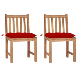 vidaXL, vidaXL Gartenstühle 2 Stk. mit Kissen Massivholz Teak, vidaXL Gartenstühle 2 Stk. mit Kissen Massivholz Teak