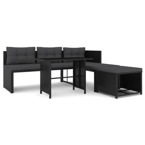 Diverse Hardware, 4-tlg. Garten-Lounge-Set Poly Rattan Schwarz