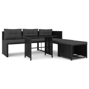 Diverse Hardware, 4-tlg. Garten-Lounge-Set Poly Rattan Schwarz