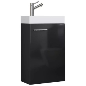 MID.YOU, MID.YOU Gästebad 40,5 cm , Slito , Schwarz , Holzwerkstoff , 40.5 cm , melaminharzbeschichtet,Nachbildung , stehend , 000657008614, VCM - 2-tlg Badmöbel Set Gäste WC Gästebad Waschplatz Waschtisch klein schmal Slito, 41cm, Schwarz
