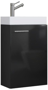 MID.YOU, MID.YOU Gästebad 40,5 cm , Slito , Schwarz , Holzwerkstoff , 40.5 cm , melaminharzbeschichtet,Nachbildung , stehend , 000657008614, VCM - 2-tlg Badmöbel Set Gäste WC Gästebad Waschplatz Waschtisch klein schmal Slito, 41cm, Schwarz