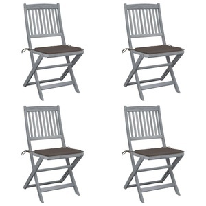 vidaXL, vidaXL Klappbare Gartenstühle 4 Stk. mit Kissen Massivholz Akazie, vidaXL Klappbare Gartenstühle 4 Stk. mit Kissen Massivholz Akazie