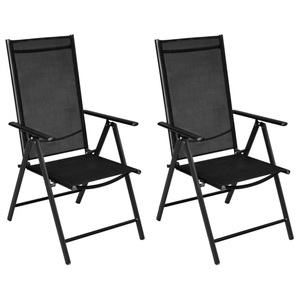 vidaXL, vidaXL Gartenstühle Klappbar 2 Stk. Aluminium und Textilene Schwarz