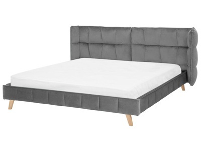 Beliani, Bett mit Lattenrost aus Samtstoff Retro SENLIS Bett mit Lattenrost aus Samtstoff Retro SENLIS