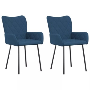 vidaXL, vidaXL Esszimmerstühle 2 Stk. Blau Stoff, vidaXL Esszimmerstühle 2 Stk. Blau Stoff