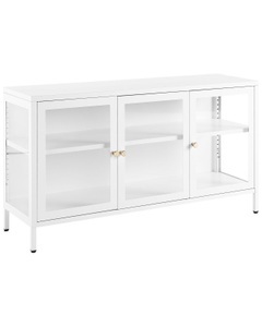 Beliani, Vitrine aus Stahl Industriell NEWPORT Vitrine aus Stahl Industriell NEWPORT, Beliani - Vitrine mit Glastüren aus Stahl Modern NEWPORT, One Size, Weiss Bunt