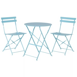 Beliani, Balkonset blau 2 Stühle FIORI, Beliani - Bistro Set aus Stahl Modern FIORI, One Size, Türkisblau