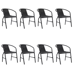 vidaXL, vidaXL Gartenstühle 8 Stk. Rattan-Optik Kunststoff und Stahl 110 kg, vidaXL Gartenstühle 8 Stk. Rattan-Optik Kunststoff und Stahl 110 kg