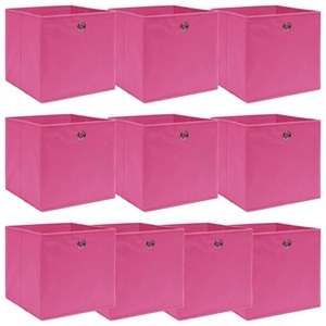 vidaXL, vidaXL Aufbewahrungsboxen 10 Stk. Rosa 32×32×32 cm Stoff, vidaXL Aufbewahrungsboxen 10 Stk. Rosa 32x32x32 cm Stoff